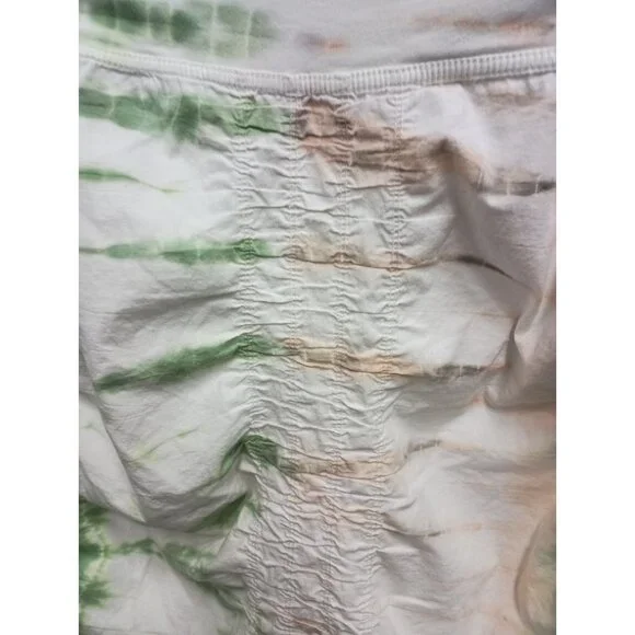 XCVI Wearable Womens Mini Skirt Large Green White Ombre Ruched Hippie Casual - Picture 2 of 7